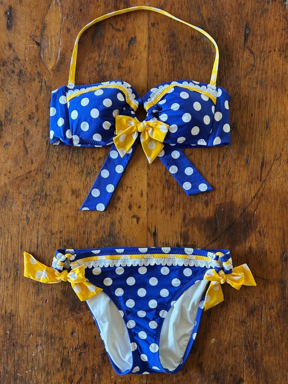 Vintage Betsey Johnson Blue Polka Dot Bikini